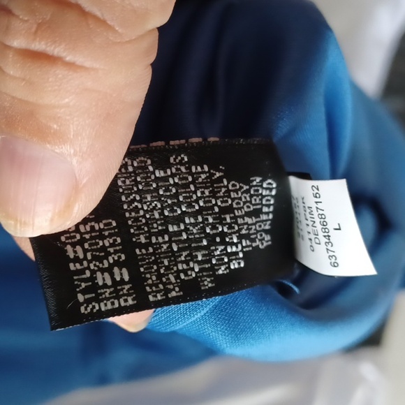 AB Studio Maxi Dress, blue, lace top, belted, L, lined, NWT - Picture 9 of 9